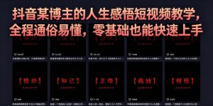 抖音某博主的灰太狼人生感悟短视频教学,全程通俗易懂,零基础也能快速上手-大象聊项目
