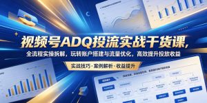 视频号ADQ投流实战干货课,全流程实操拆解,玩转账户搭建与流量优化,高效提升投放收益-大象聊项目