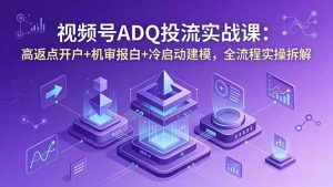 视频号ADQ投流实战课:高返点开户+机审报白+冷启动建模,全流程实操拆解-大象聊项目