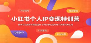 小红书个人IP变现特训营:解析平台规则与爆款逻辑,手把手教内容创作引流带货做私域-大象聊项目