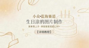 小众蓝海赛道,生日涂鸦图片制作,简单易上手,单链接变现超12W+【详细教程】-大象聊项目