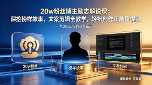 20w粉丝博主励志解说课:深挖榜样故事,文案剪辑全教学,轻松创作正能量爆款-大象聊项目
