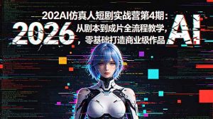 2026AI仿真人短剧实战营第4期：从剧本到成片全流程教学，零基础打造商业级作品-大象聊项目