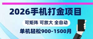 2026手机打金项目，小白轻松上手，单机900-1500月，可矩阵可放大【揭秘】-大象聊项目