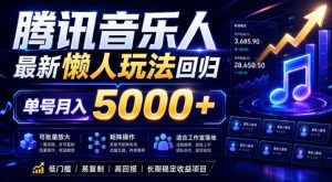 2026腾讯音乐人懒人项目,全自动无脑挂G,单号月入5000+,可批量放大矩阵,适合工作室落地【揭秘】-大象聊项目