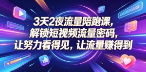 3天2夜流量陪跑课,解锁短视频流量密码,让努力看得见,让流量賺得到-大象聊项目