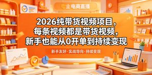 2026纯带货视频项目,每条视频都是带货视频,新手也能从0开单到持续变现-大象聊项目