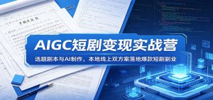 AIGC短剧变现实战营:选题剧本与AI制作,本地线上双方案落地爆款短剧副业-大象聊项目