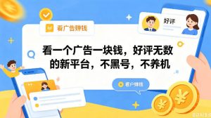 看一个广告一块钱,好评无数的新平台,不黑号,不养机,一撸几十块钱还是不错的【揭秘】-大象聊项目