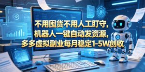 不用囤货不用人工盯守,机器人一键自动发资源,多多虚拟副业每月稳定1-5W创收【揭秘】-大象聊项目