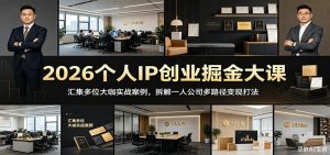 2026个人IP创业掘金大课:汇集多位大咖实战案例,拆解一人公司多路径变现打法-大象聊项目