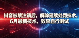 抖音被禁注销后,解除延续处罚技术,6月最新技术,效果自行测试-大象聊项目