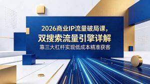 2026商业IP流量破局课,双搜索流量引擎详解,靠三大杠杆实现低成本精准获客-大象聊项目