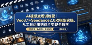 AI视频变现训练营|Veo3.1+Seedance2.0双模型实操,从工具运用到成片变现全教学-大象聊项目