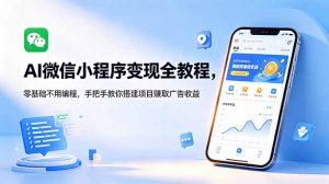 AI微信小程序变现全教程,零基础不用编程,手把手教你搭建项目赚取广告收益-大象聊项目