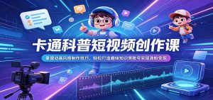 卡通科普短视频创作课：掌握动画风格制作技巧，轻松打造趣味知识类账号实现涨粉变现-大象聊项目