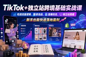 TikTok+独立站跨境基础实战课,吃透流量逻辑、爆款选品、直播投流与独立站搭建,新手也能快速落地盈利-大象聊项目
