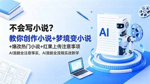 不会写小说?教你创作小说+梦境变小说+爆改热门小说+红果上传注意事项,AI漫剧全流程实战教学-大象聊项目