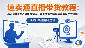 速卖通直播带货教程:真人直播+无人直播双模式,开播准备手稿撰写营销设定全掌握-大象聊项目