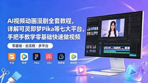 AI视频动画漫剧全套教程,详解可灵即梦Pika等七大平台,手把手教学零基础快速做视频-大象聊项目