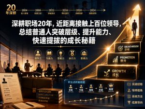 付费文章：深耕职场20年，近距离接触上百位领导，总结普通人突破层级、提升能力、快速提拔的成长秘籍(全网独家干货)-大象聊项目