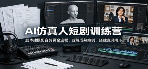 AI仿真人短剧训练营：剧本建模配音剪辑全流程，拆解成熟案例，搭建变现闭环-大象聊项目