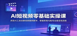 AI短视频零基础实操课:多款AI工具创意视频案例教学,掌握剪辑与账号全套变现流程-大象聊项目
