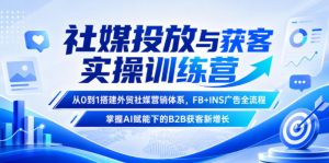社媒投放与获客实操训练营，从0到1搭建外贸社媒营销体系，FB+INS广告全流程，掌握AI赋能下的B2B获客新增长-大象聊项目