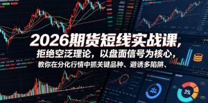 2026期货短线实战课,拒绝空泛理论,以盘面信号为核心,教你在分化行情中抓关键品种、避诱多陷阱-大象聊项目