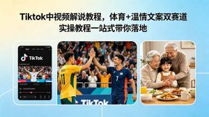 Tiktok中视频解说教程，体育+温情文案双赛道实操教程一站式带你落地-大象聊项目