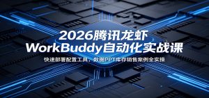 2026腾讯龙虾WorkBuddy自动化实战课：快速部署配置工具，数据PPT库存销售案例全实操-大象聊项目