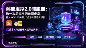薅流虚拟2.0陪跑课:选一次品淘宝闲鱼同步卖,日入100-200纯利,0成本AI流程化操作-大象聊项目