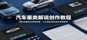 汽车垂类解说创作教程：爆款流量底层逻辑拆解，AI文案配音剪辑多赛道教学-大象聊项目