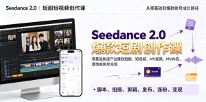 Seedance 2.0短剧短视频创作课,零基础快速产出爆款短剧、短视频、MV内容,落地做账号实现变现-大象聊项目