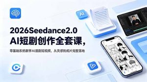 2026Seedance2.0AI短剧创作全套课，零基础系统教学AI漫剧短视频，从灵感到成片完整落地-大象聊项目