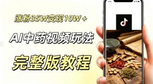 用ai做中药视频，涨粉35.8W，分成计划+橱窗累计变现10W+-大象聊项目