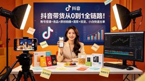 抖音带货从0到1全链路!账号搭建+选品+原创拍摄+混剪+投流,小白快速出单-大象聊项目