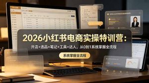 2026小红书电商实操特训营:开店+选品+笔记+工具+达人,从0到1系统掌握全流程-大象聊项目