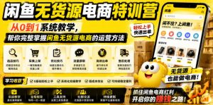 闲鱼无货源电商特训营,从0到1系统教学,帮你完整掌握闲鱼无货源电商的运营方法-大象聊项目