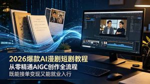 2026 爆款 AI 漫剧短剧教程 从零精通 AIGC 创作全流程 既能接单变现又能就业入行-大象聊项目