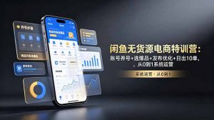 闲鱼无货源电商特训营:账号养号+选爆品+发布优化+日出10单,从0到1系统运营-大象聊项目
