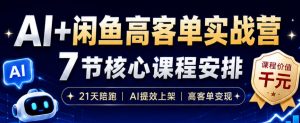 AI+闲鱼高客单实战营，AI提效上架，高客单变现，一台电脑，一部手机，零囤货，15天卖了14W+-大象聊项目