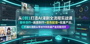 从0到1打造AI漫剧全流程实战课｜脚本创作+画面制作+音色配音+批量产出，打通AI漫剧从零创作到批量量产完整闭环-大象聊项目