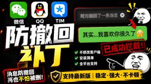 Windows下PC版微信/QQ/TIM的防撤回多开工具！开源免费使用，且免费长期维护RevokeMsgPatcher-大象聊项目