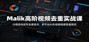 Malik高阶视频去重实战课：分镜逆向改写全套技术，多平台AI生视频规避查重限流-大象聊项目