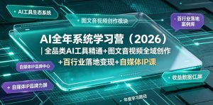 AI全年系统学习营(2026)｜全品类AI工具精通+图文音视频全域创作+百行业落地变现+自媒体IP打造年度进阶大课-大象聊项目