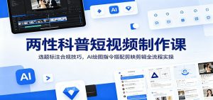 两性科普短视频制作课：选题标注合规技巧，AI绘图指令搭配剪映剪辑全流程实操-大象聊项目