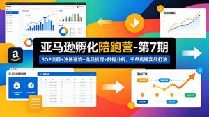 亚马逊孵化陪跑营-第7期：SOP流程+注册避坑+选品梳理+数据分析，千单店铺实战打法(更新0625-大象聊项目