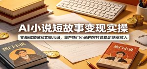 AI小说短故事变现实操：零基础掌握写文提示词，量产热门小说内容打造稳定副业收入-大象聊项目