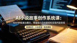 AI小说故事创作系统课：10分钟极速出爆文，零基础小白也能轻松实现内容变现-大象聊项目